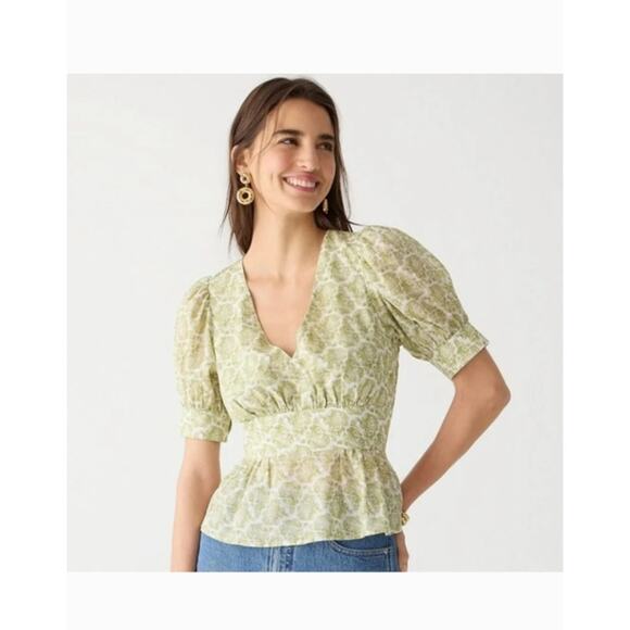 J. Crew Tops - J. Crew V-neck Puff-Sleeve Top in Ornate Paisley Size 10
